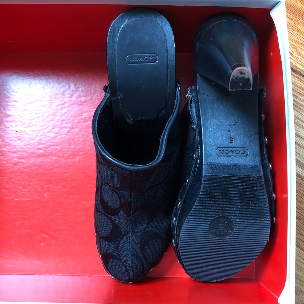 Black Coach Heels/Mules/Clogs - Picture 7 of 8